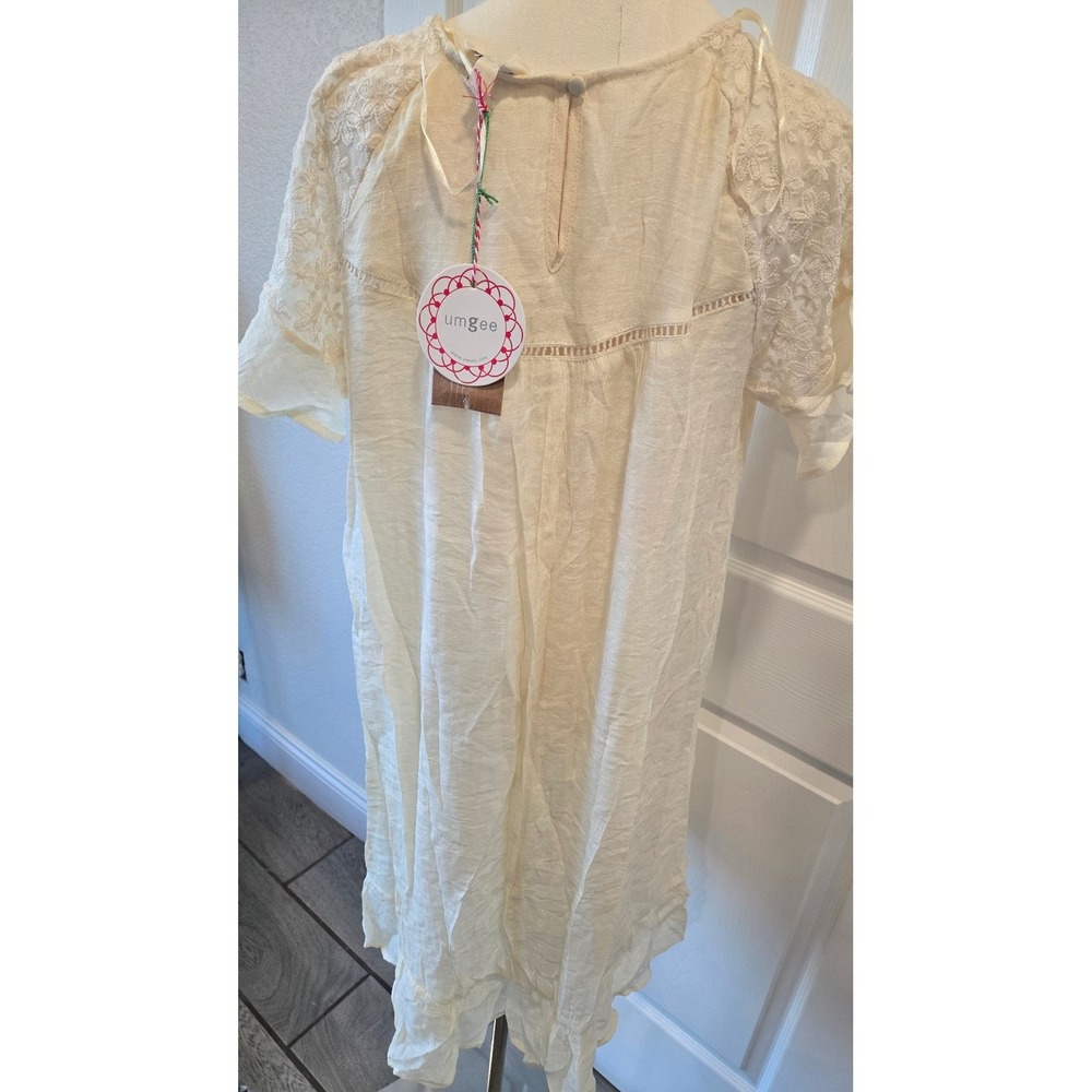 NWT Umgee Cream Lace Trim Short Sleeve Tunic Dress Women's Small - Picture 8 of 11
